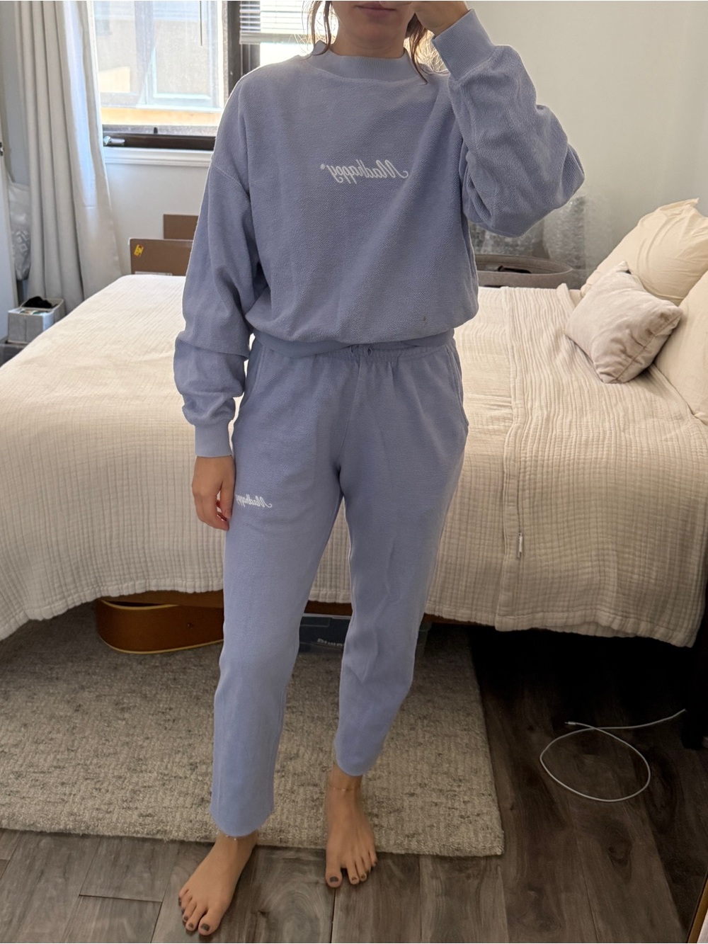MadHappy Lilac Lavender Two-Piece Crewneck Sweatshirt & Jogger Set Size S